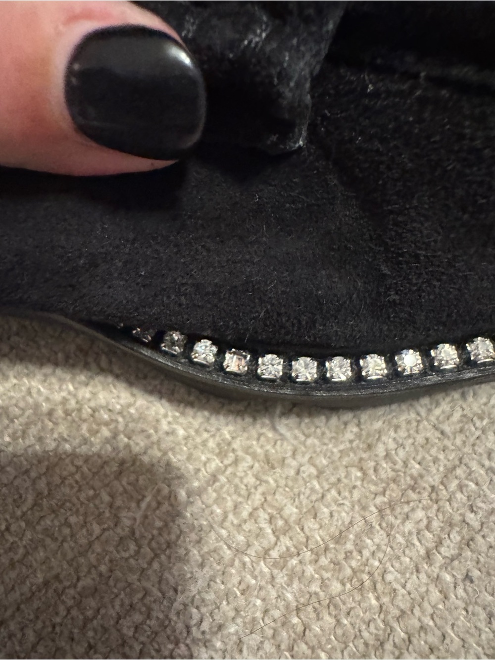 Jimmy Choo Black Suede Fur-Lined Loafer Mules with Crystal Trim - Picture 5 of 9